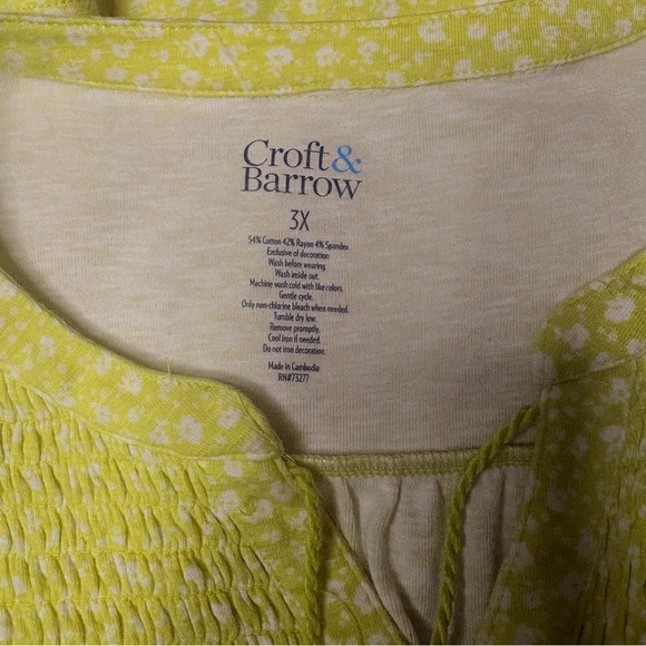 Croft & Barrow yellow floral blouse 3X - Picture 3 of 13